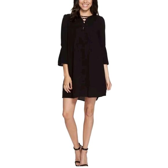 BB Dakota Dresses & Skirts - Jack by BB Dakota Black Lace Up Neckline Shift Dress Size Small